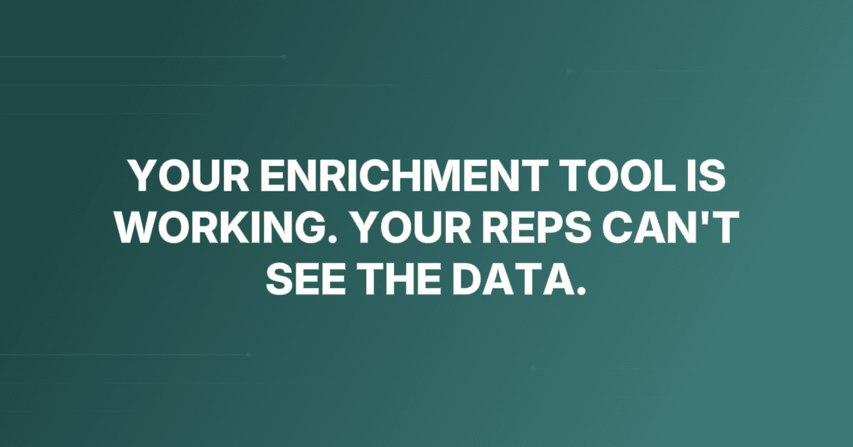 Your enrichment tool is working. Your reps can't see the data. Here's why.